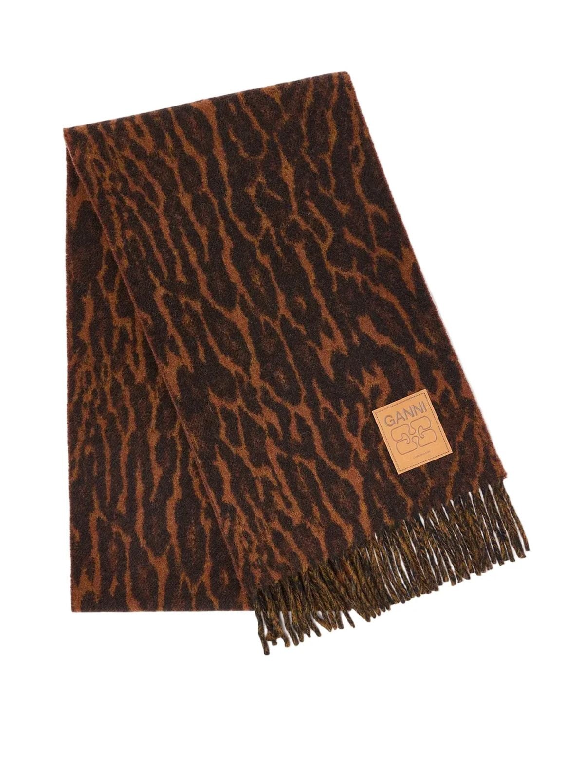 Leopard compact wool scarf