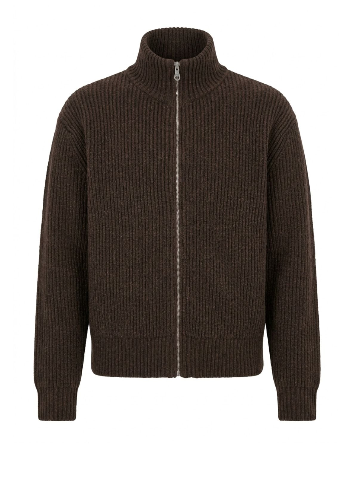 Maglione con cerniera shrunk marrone freddo