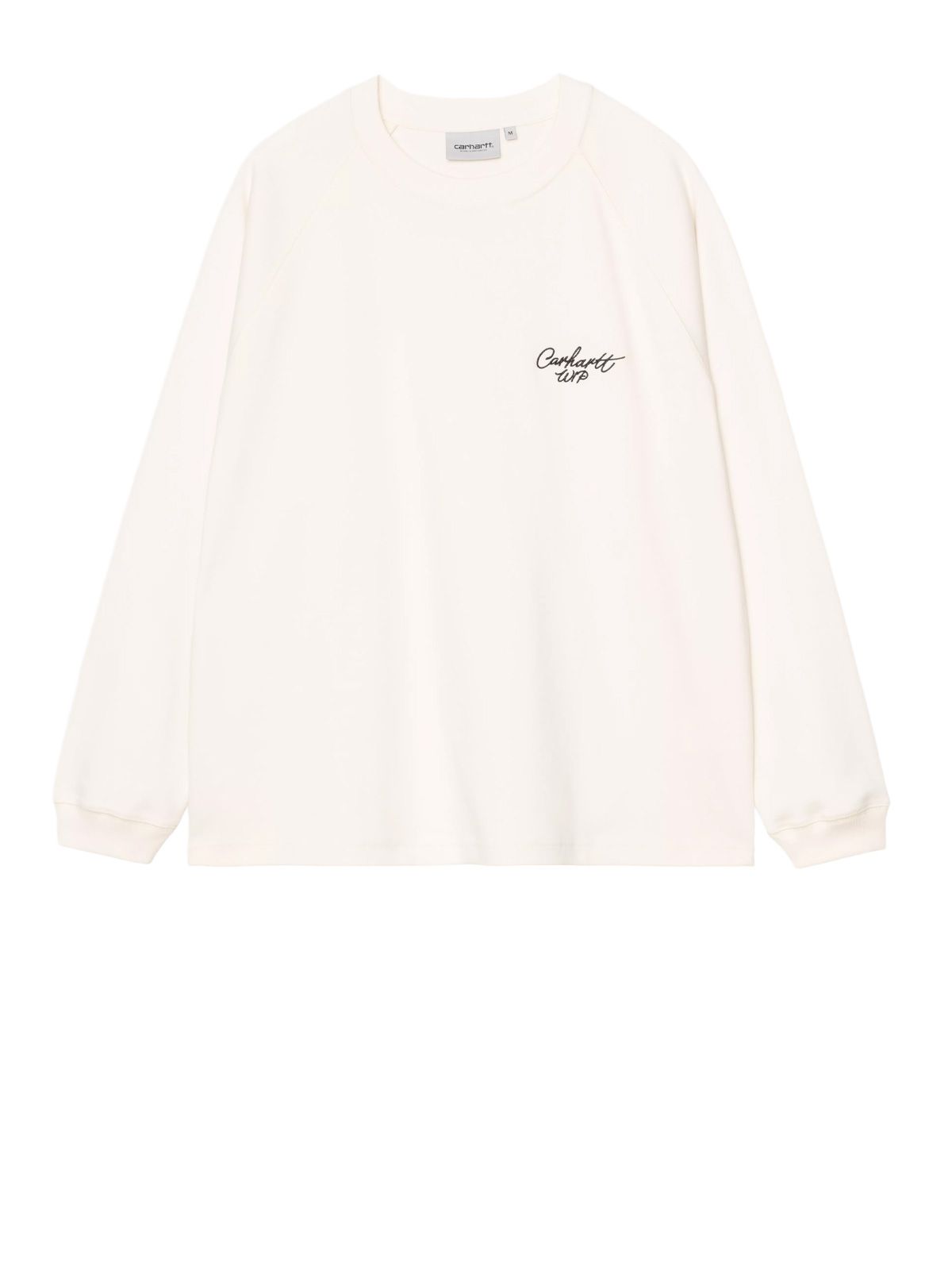 T-shirt signature rib a manica lunga bianco naturale