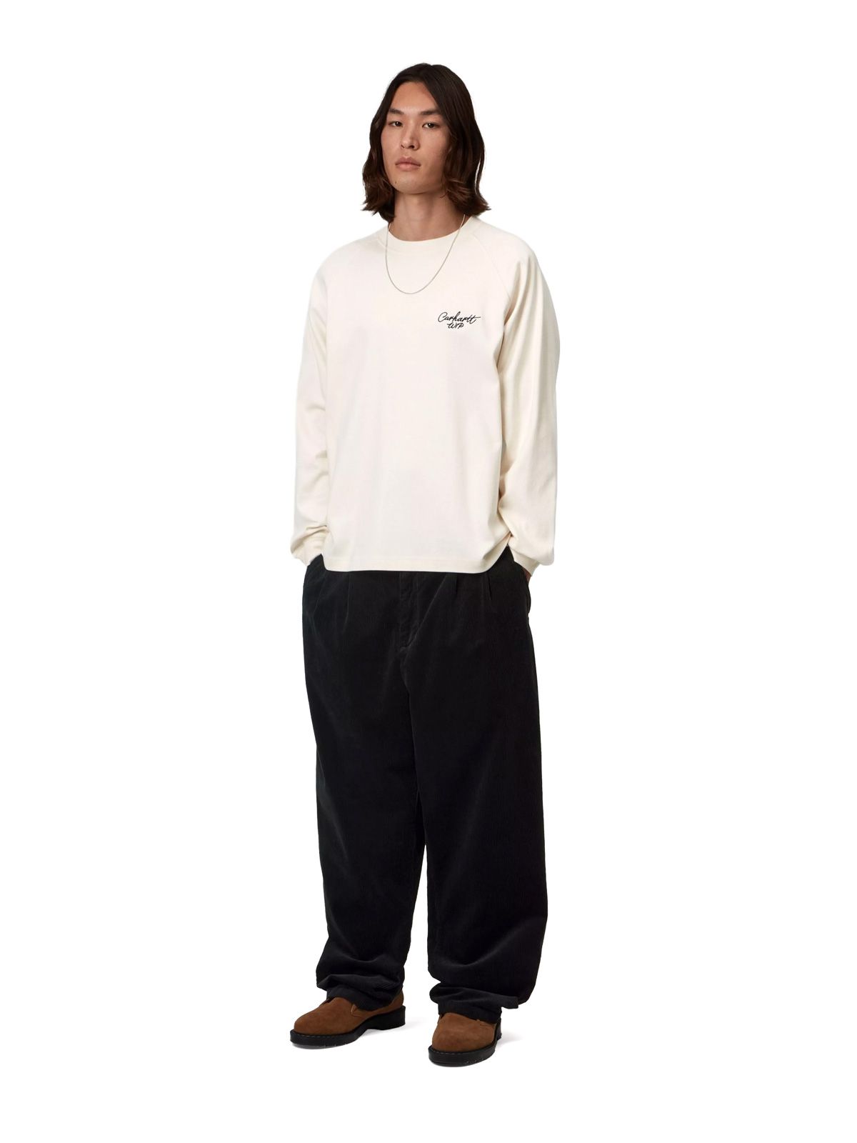 T-shirt signature rib a manica lunga bianco naturale CARHARTT WIP