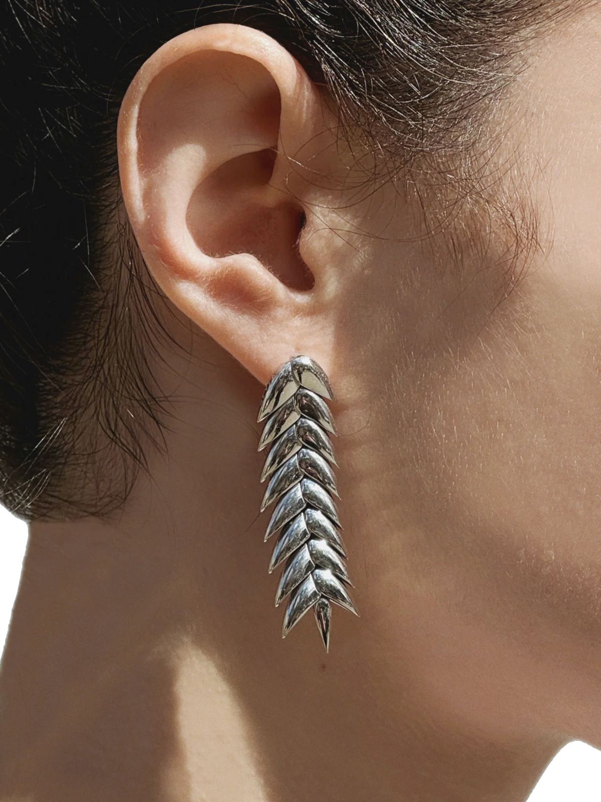 Silver spikelet medium earrings BEVZA