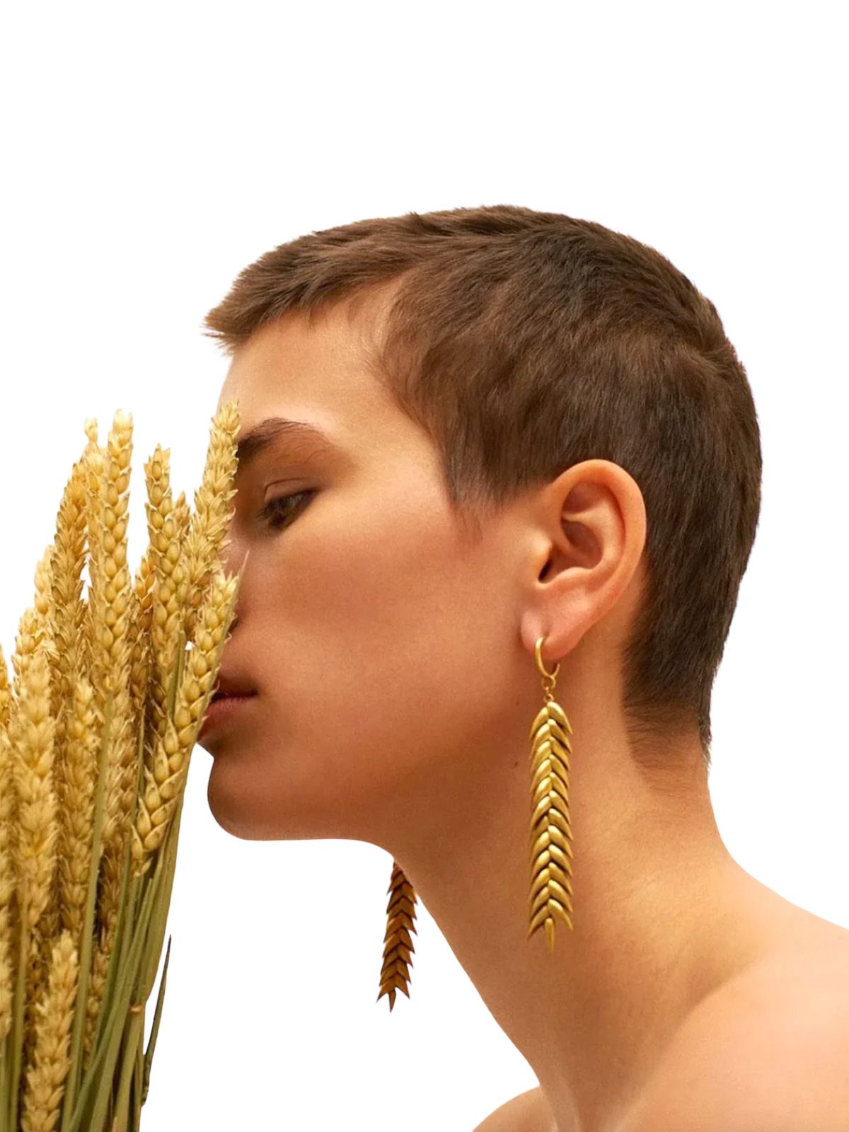 Gold spikelet long earrings BEVZA
