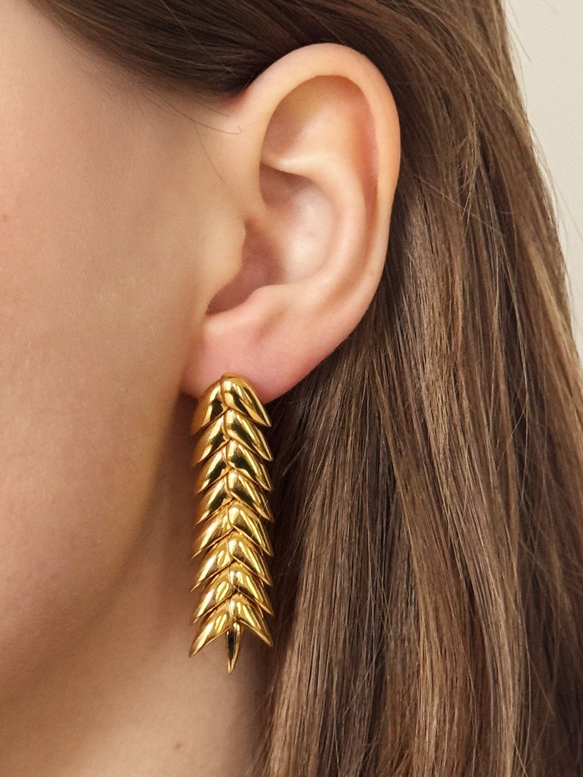 Gold spikelet medium earrings BEVZA