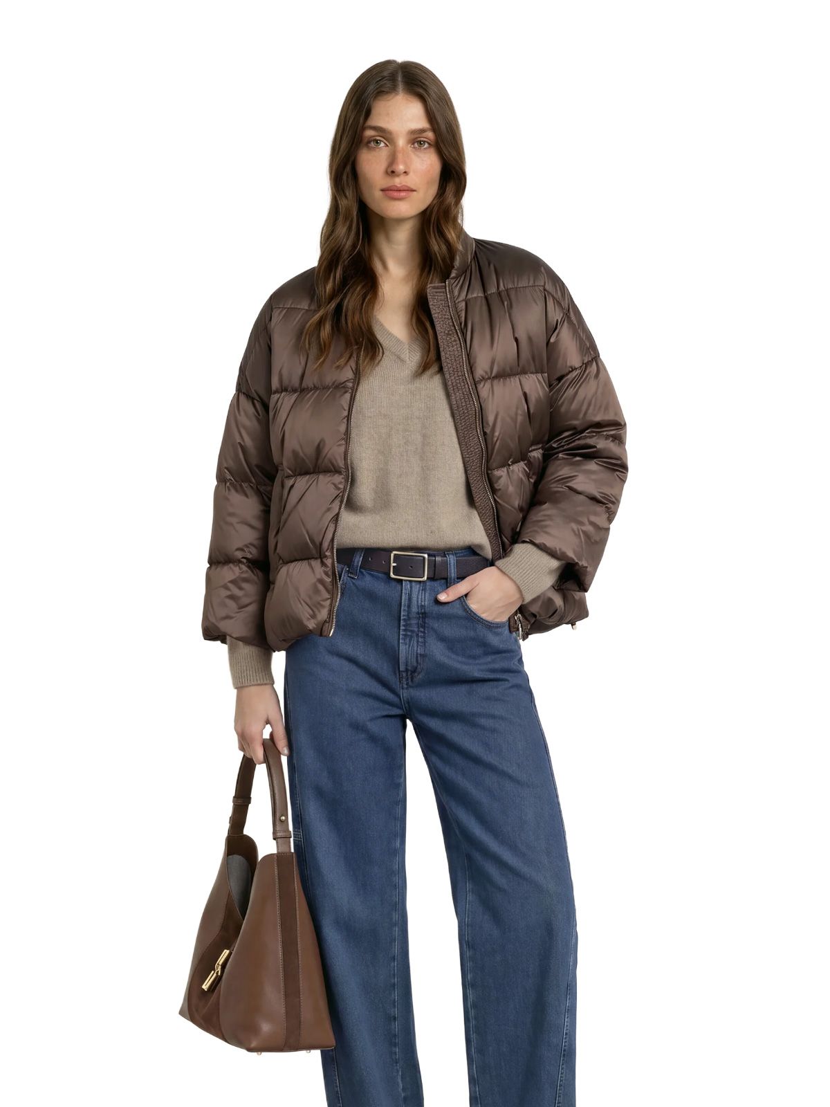 Brown mtcmeringa puffer jacket MAX MARA THE CUBE