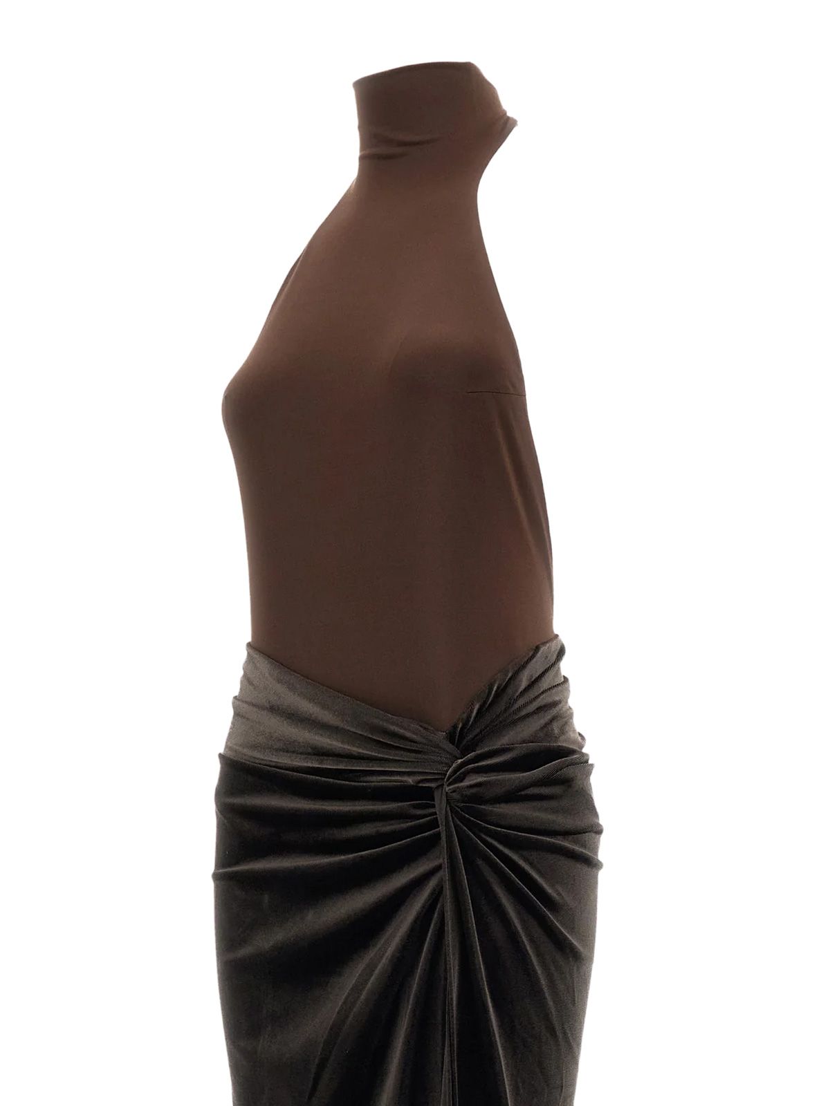 Vestito jessie halter maxi marrone THE ANDAMANE