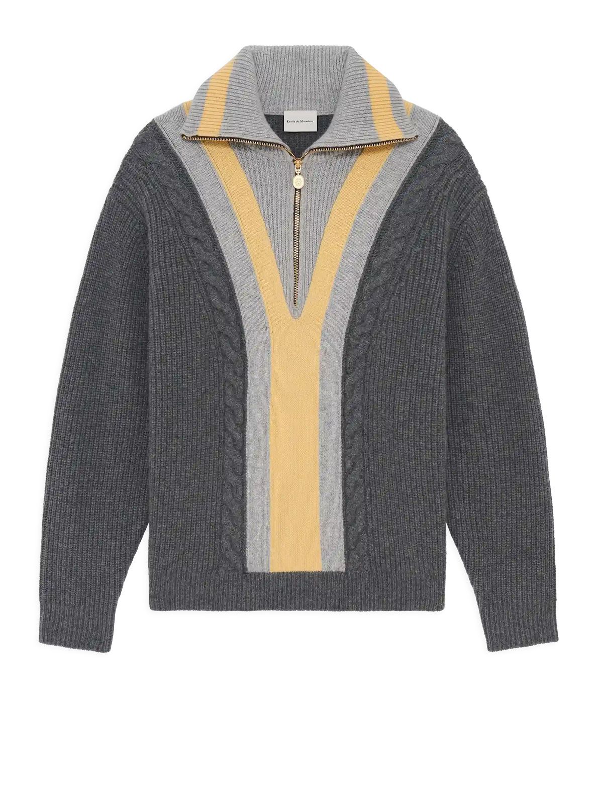 Grey half zipped trucker sweater