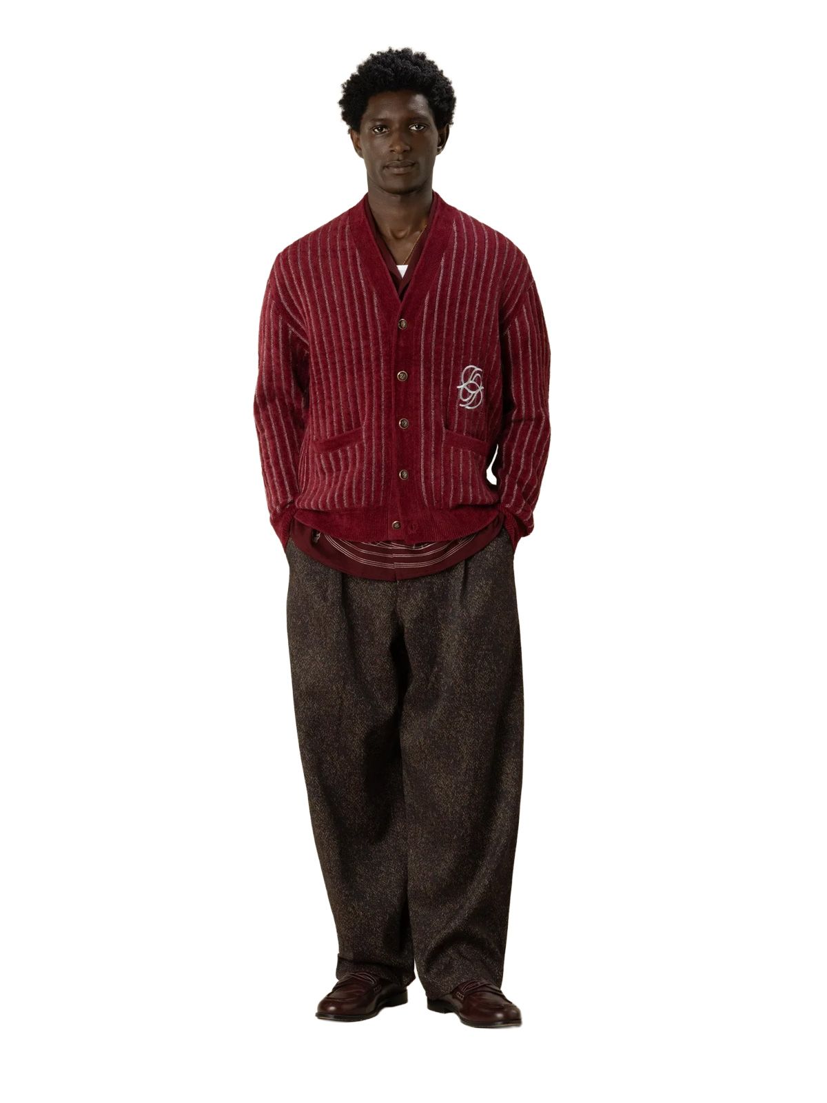 Burgundy d mirror monogram cardigan DRÔLE DE MONSIEUR