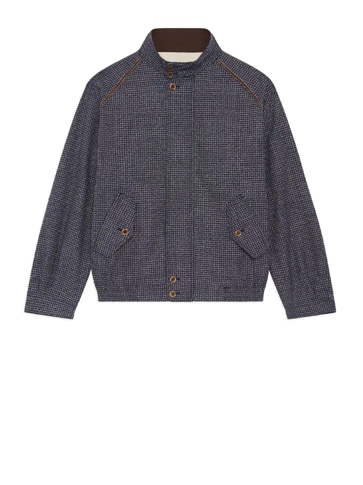 Navy houdstooth baracuta jacket