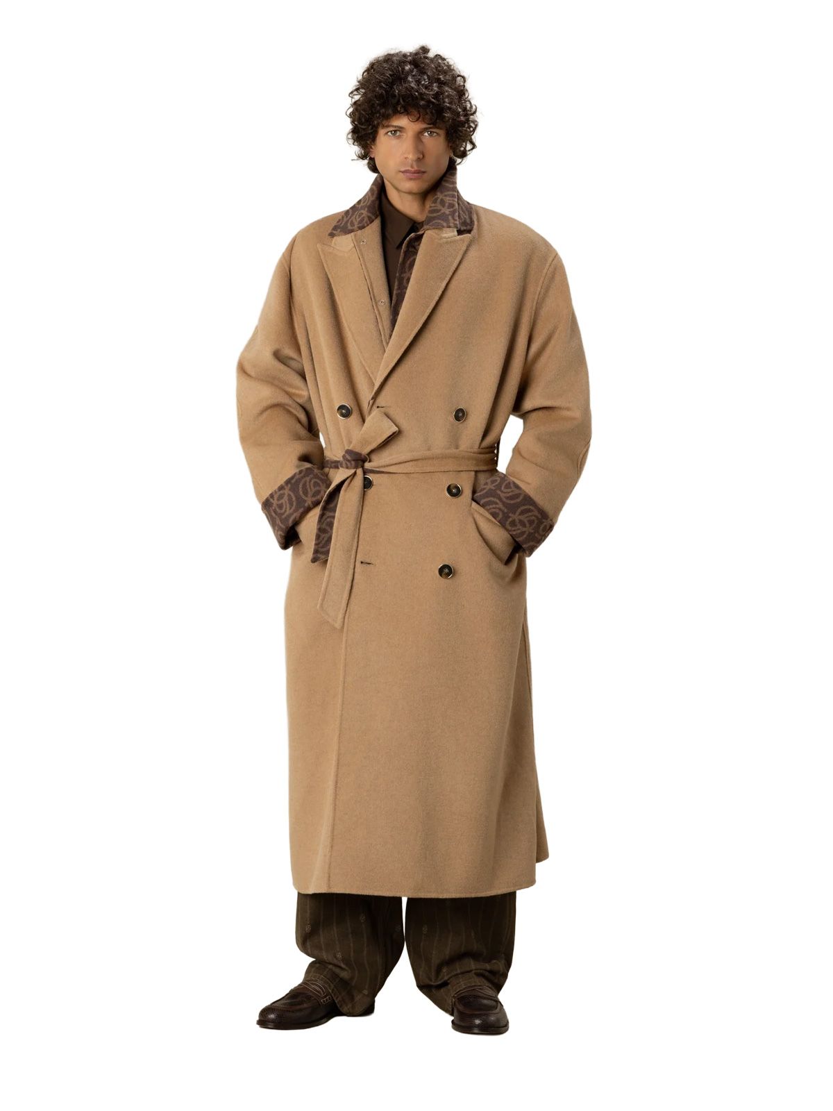 Cappotto monogram double face beige con cintura DROLE DE MONSIEUR
