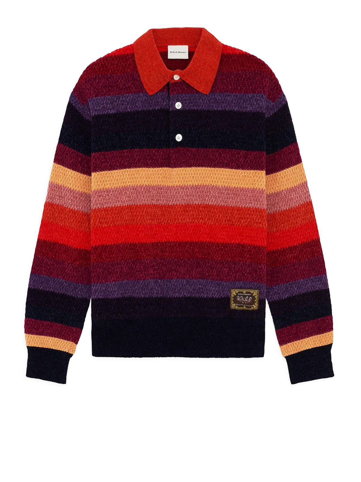 Polo horse a righe chenille a maniche lunge multicolore