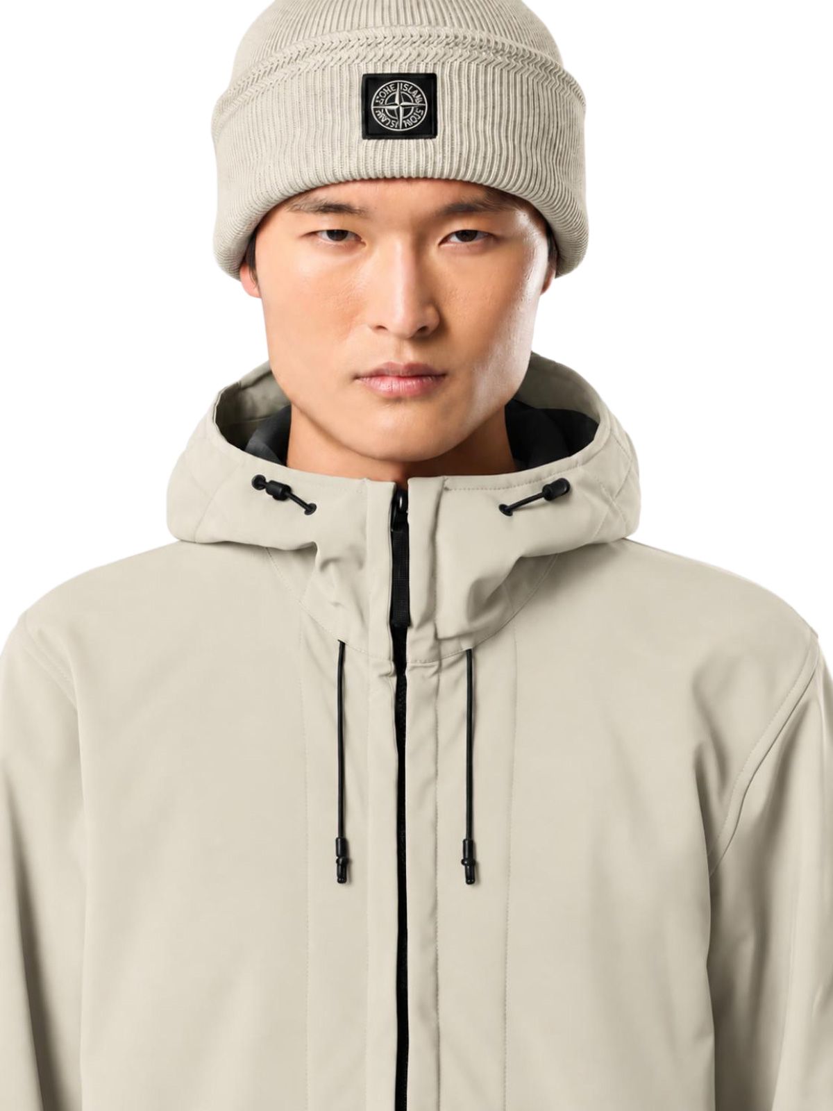 Beige biker jacket STONE ISLAND