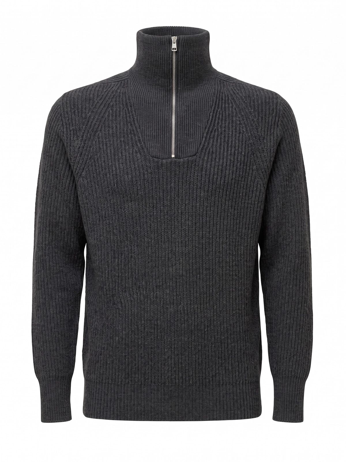 Maglione con mezza zip grigio scuro