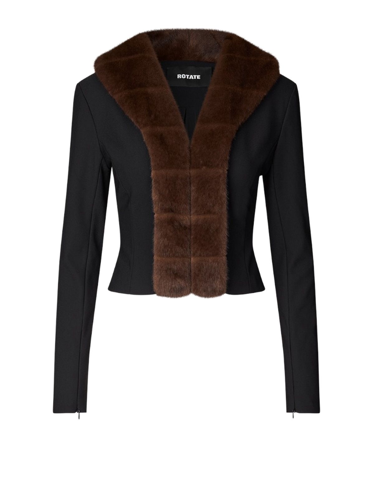 Cardigan con collo in finta pelliccia nero