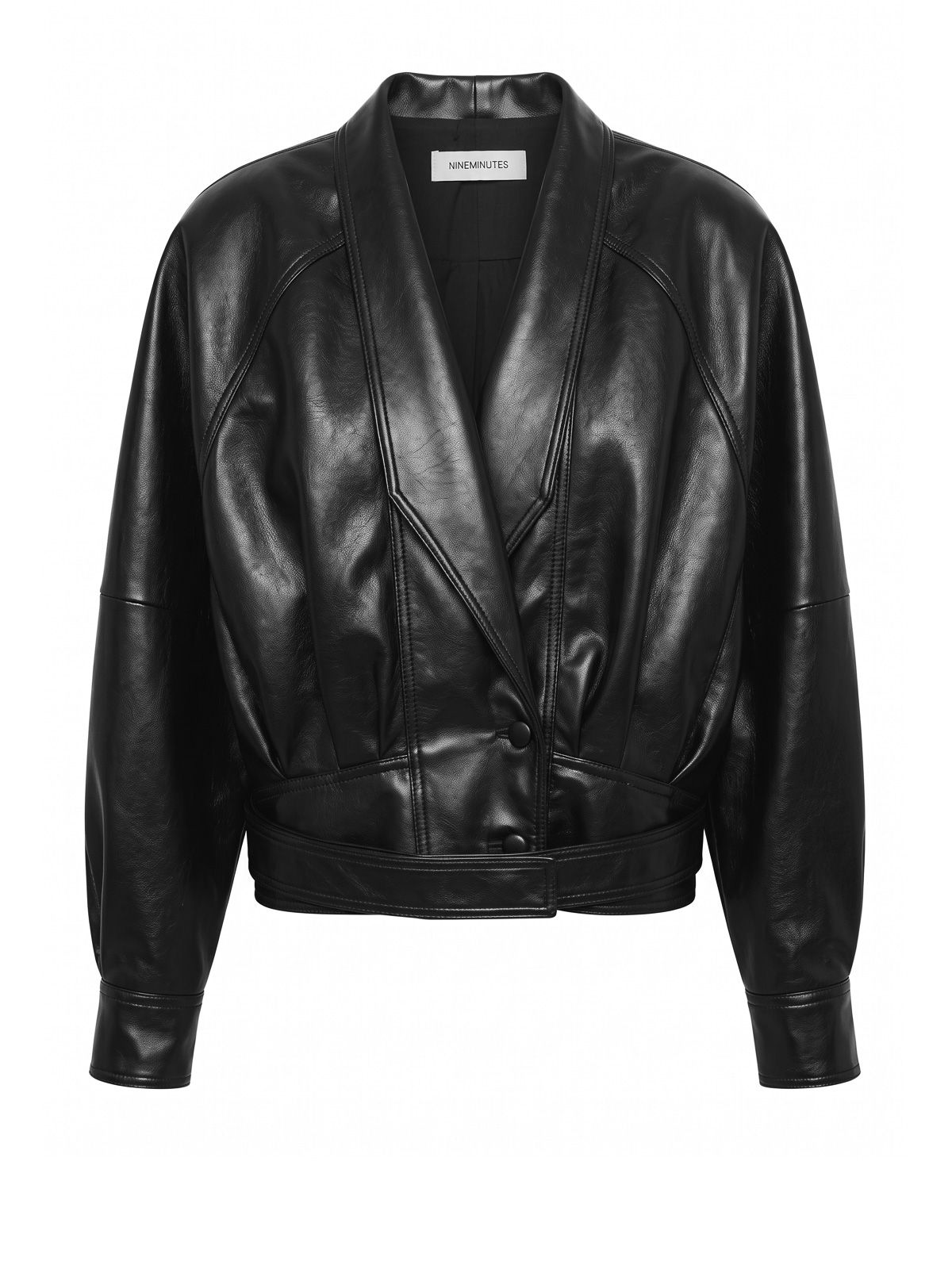 Giacca boxy in pelle nera