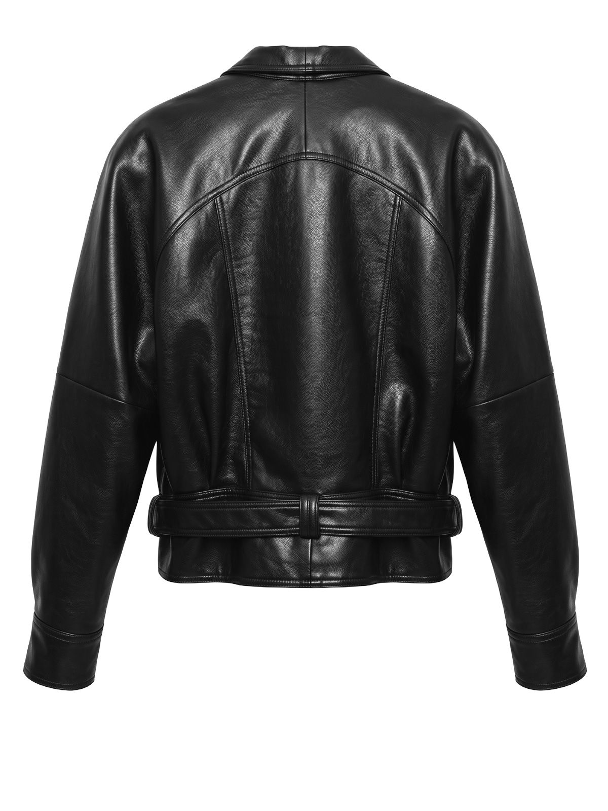 Giacca boxy in pelle nera NINEMINUTES