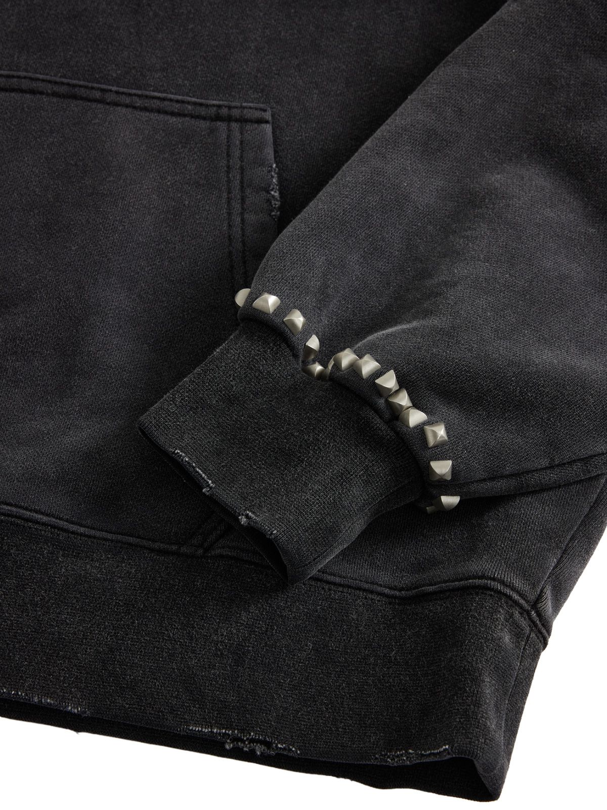 Felpa con cappuccio punker nera ACUPUNCTURE