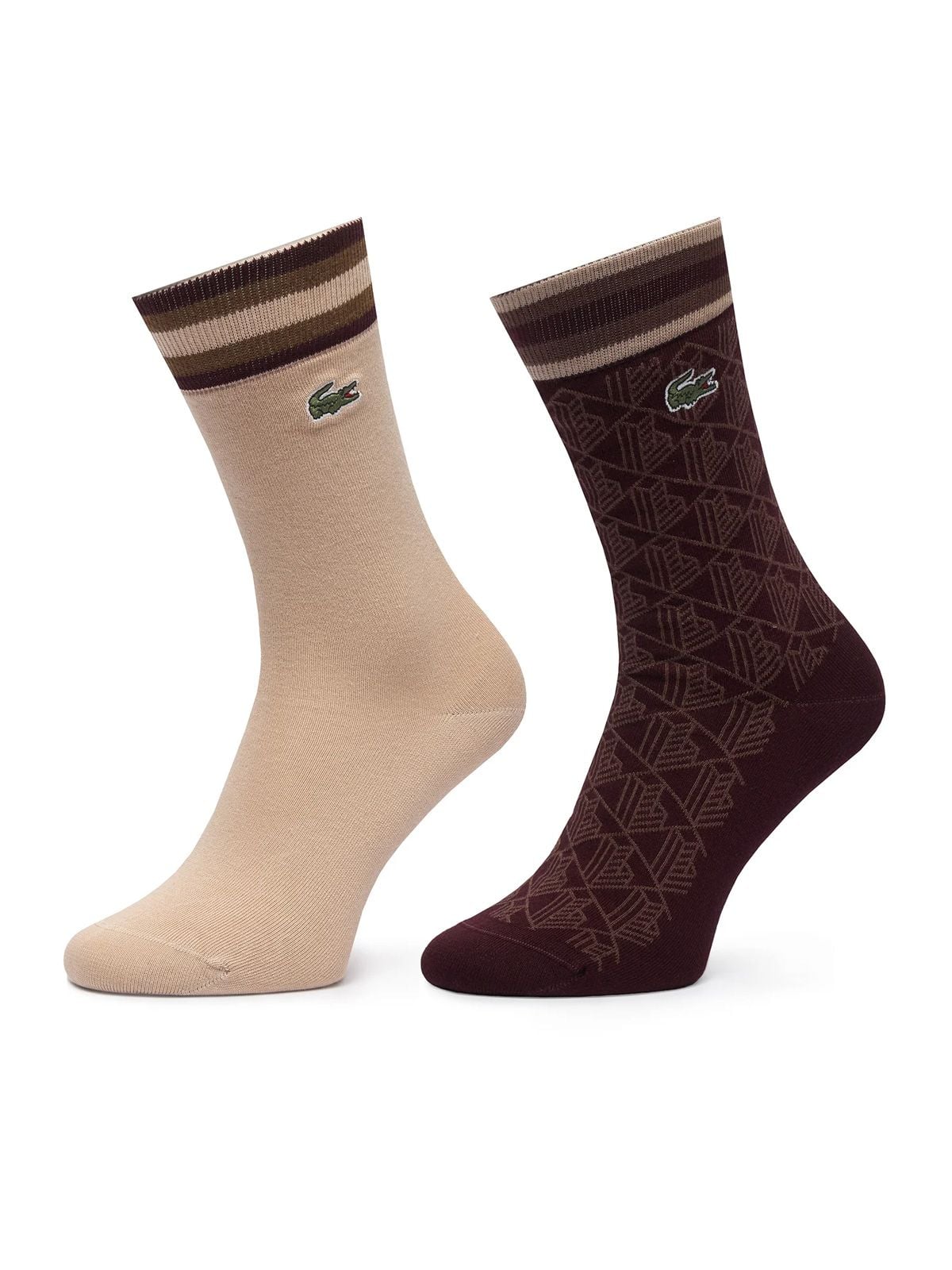 Calzini bordeaux e beige