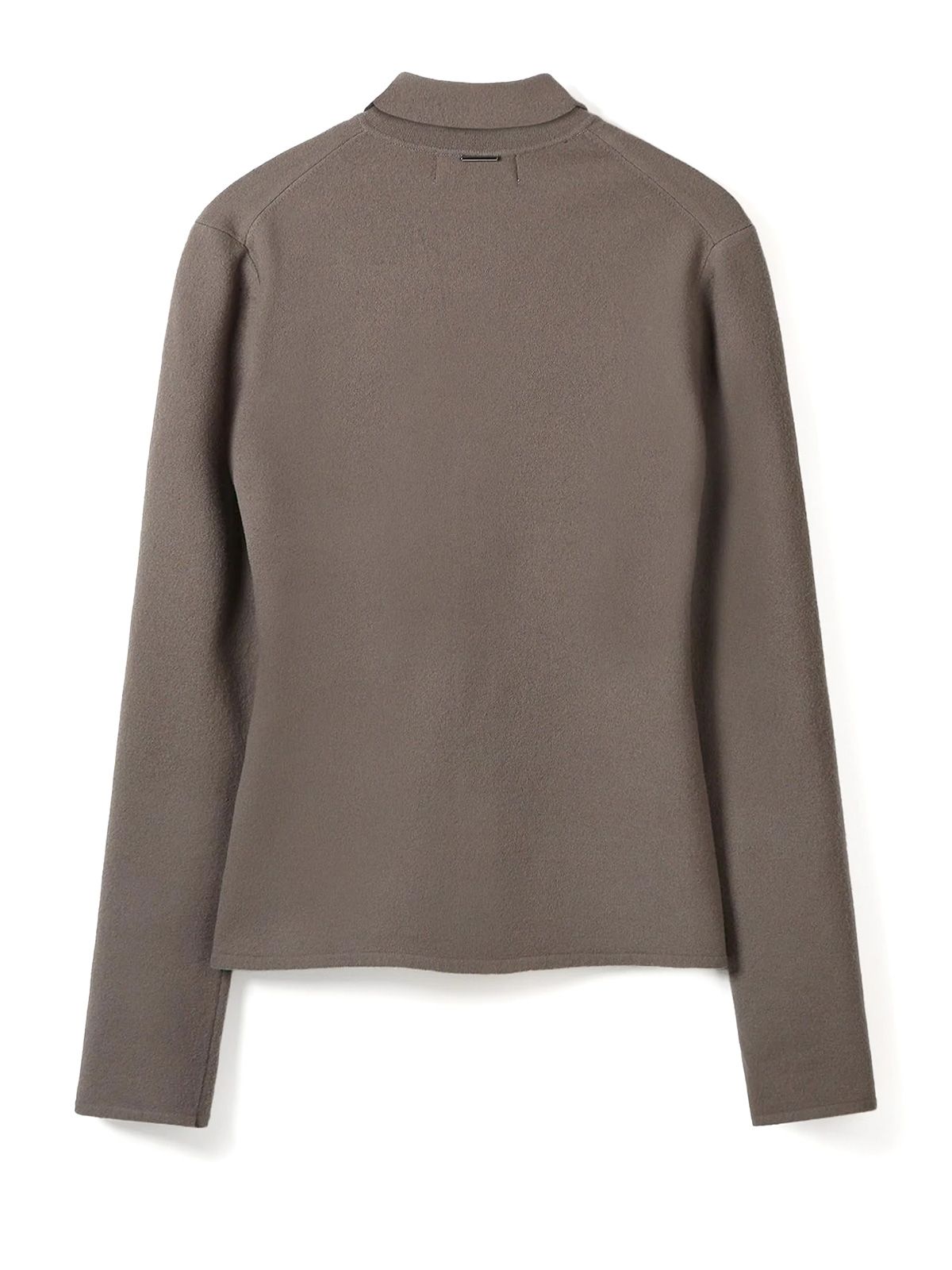 Cardigan slim-fit grigio khaki in maglia con sciarpa rimovibile SYSTEM