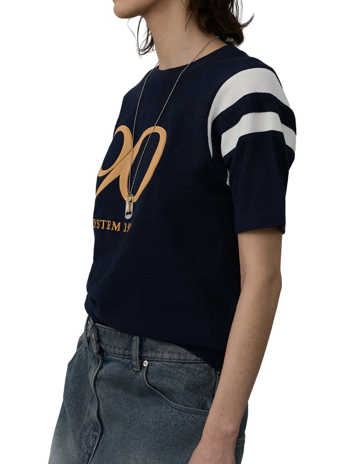 T-shirt signature 90's blu SYSTEM
