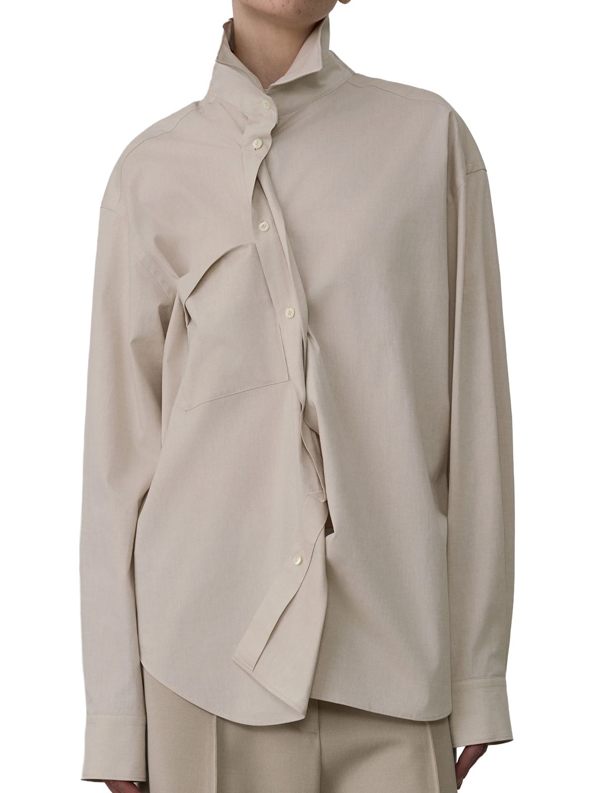 Beige twisted wired-collar shirt SYSTEM