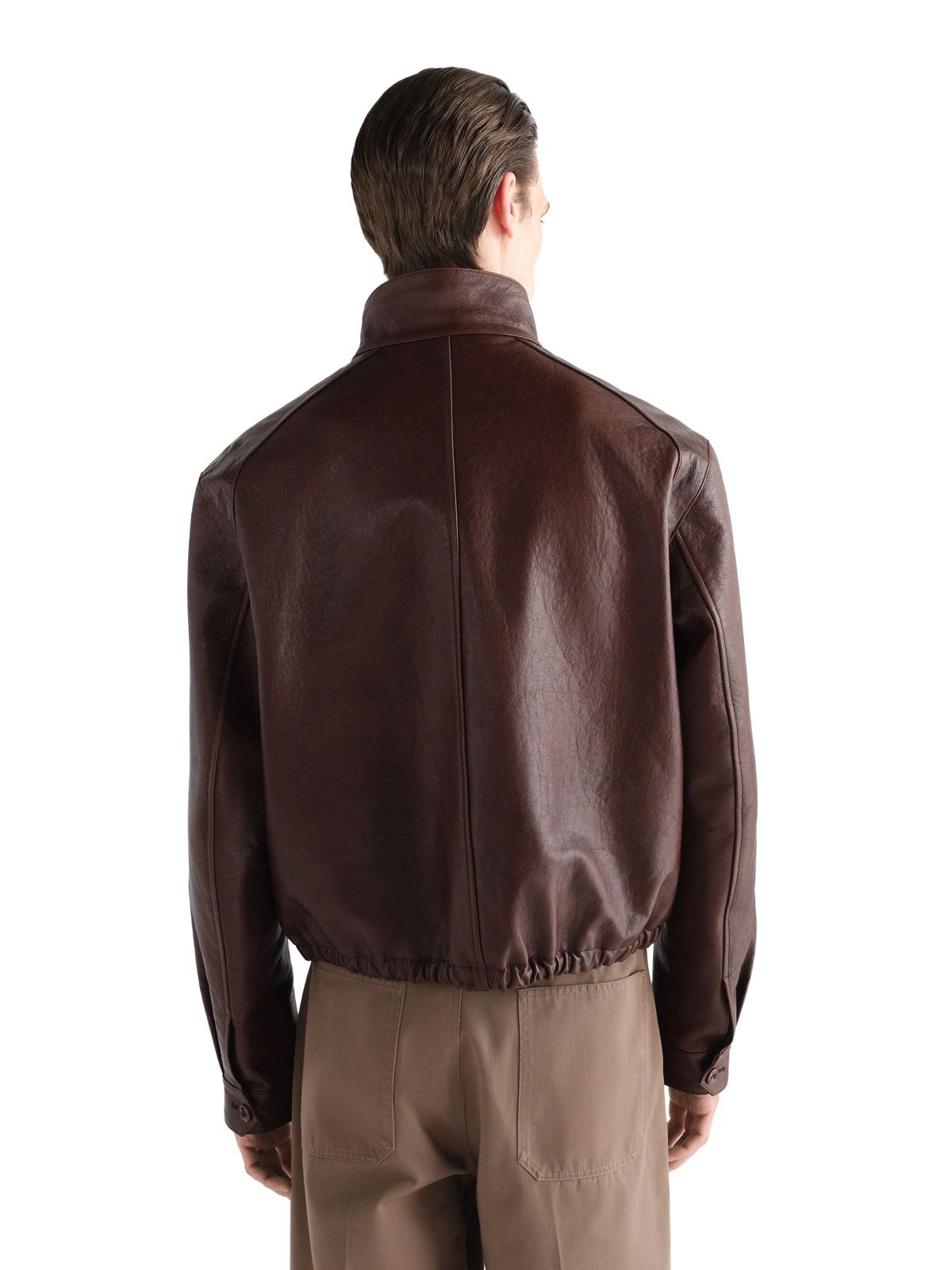 Giacca harrington in pelle mattone LEMAIRE
