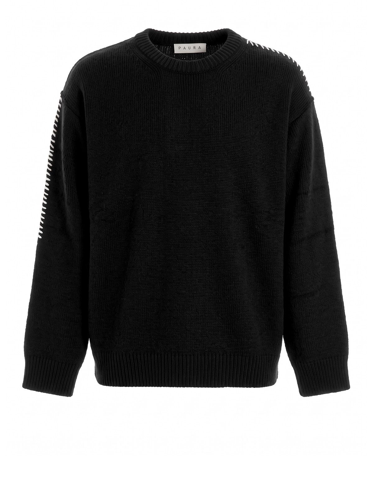Maglione a girocollo hotaka contrast stitch nero