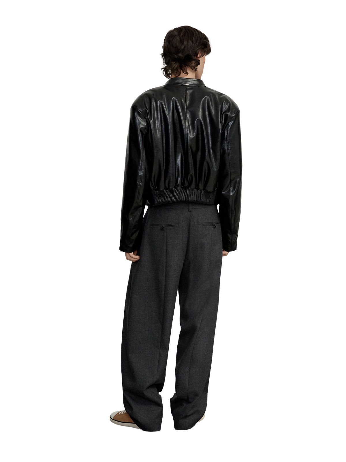 Black zip-up detail coated jacket SYSTEM