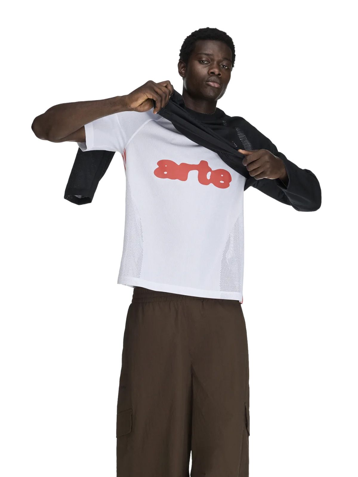 T-shirt arte in jersey a manica lunga bianca e nera ADIDAS X ARTE ANTWERP