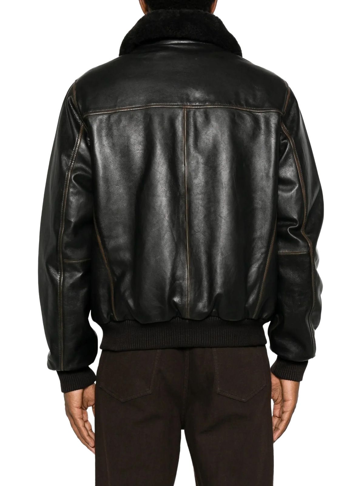 Dark brown leather biker jacket AMARANTO
