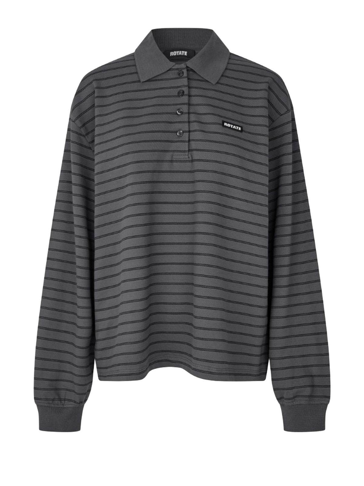 Grey piqué long sleeve polo