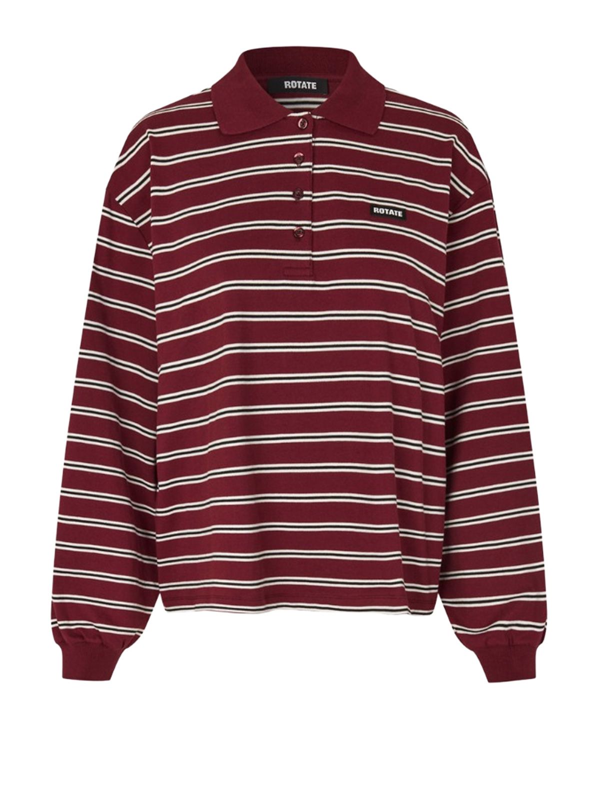 Red piqué long sleeve polo