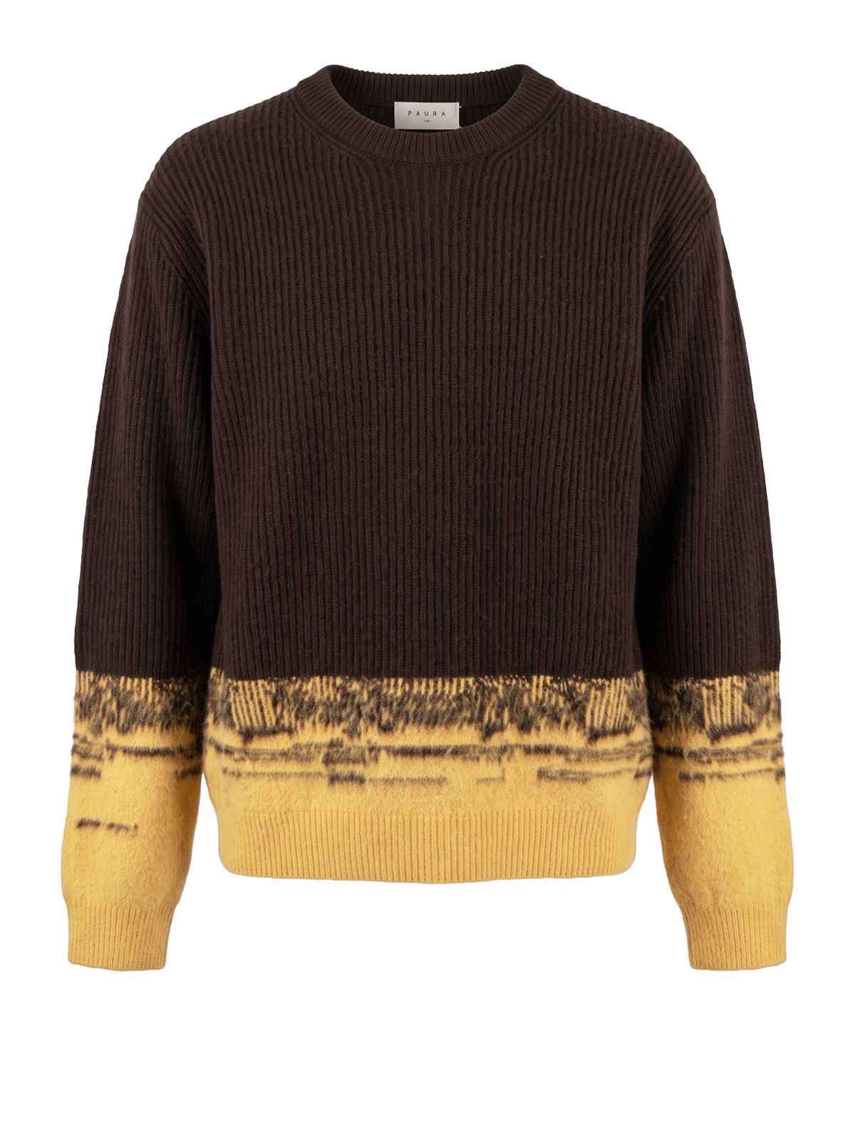 Maglia girocollo a costa inglese marrone