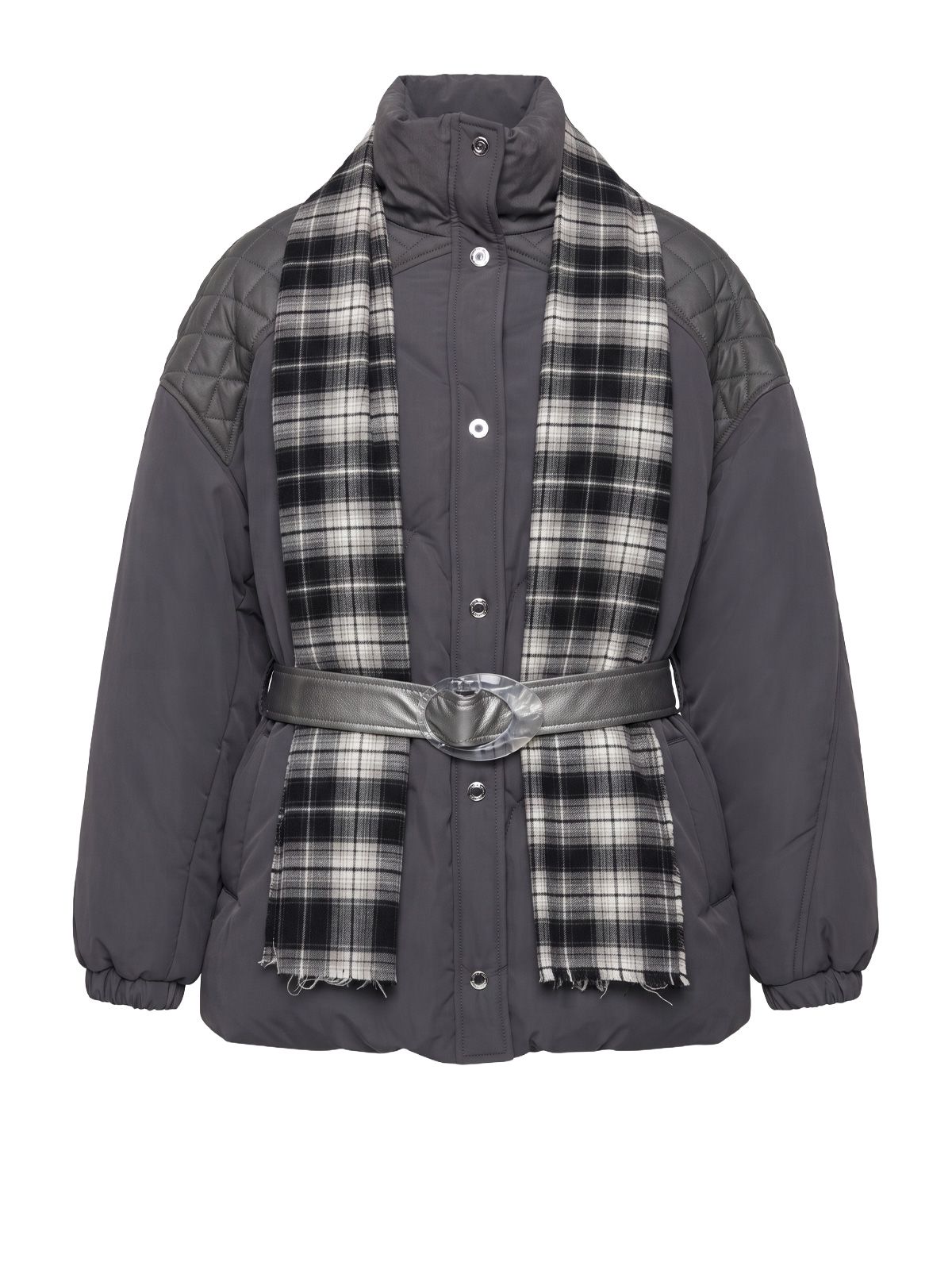 Grey amy check scarf jacket