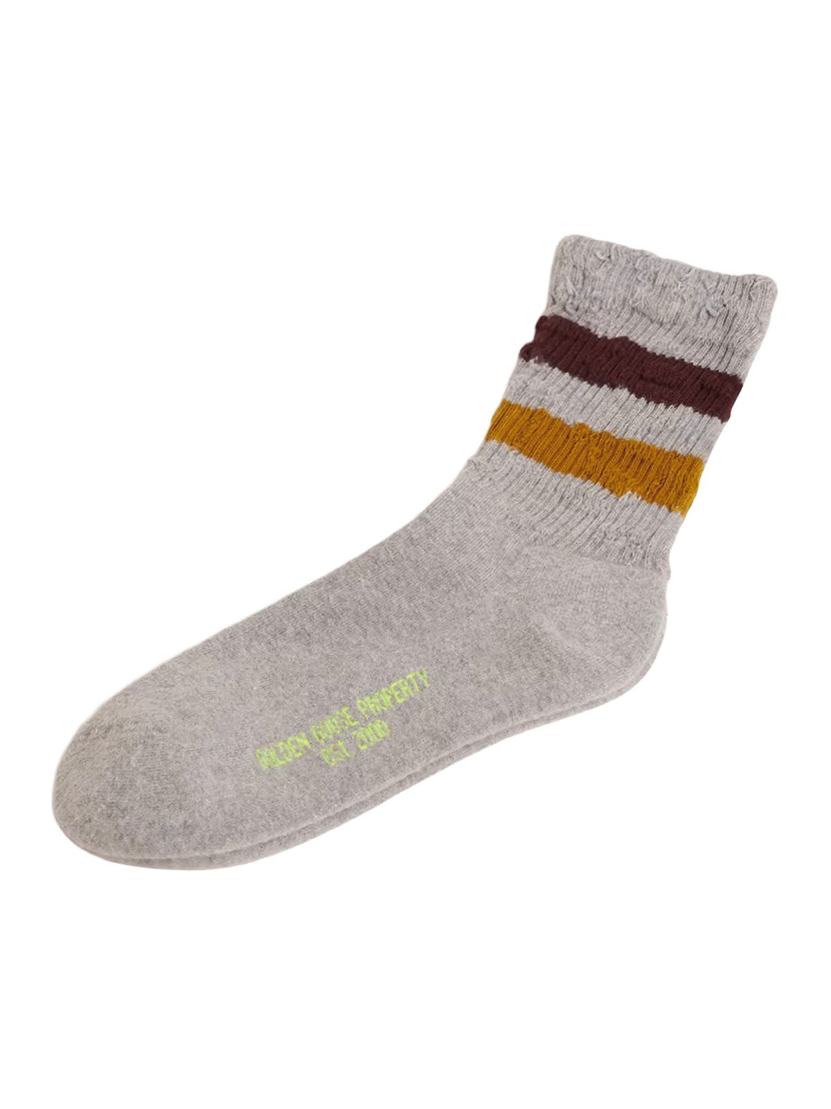 Grey yellow high rib socks