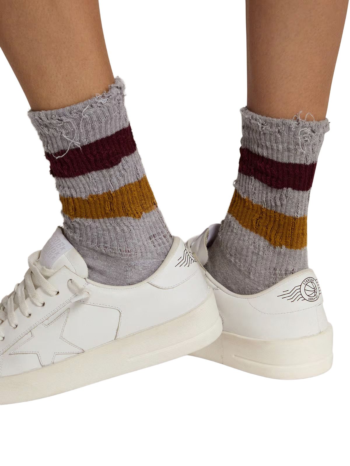 Grey yellow high rib socks GOLDEN GOOSE