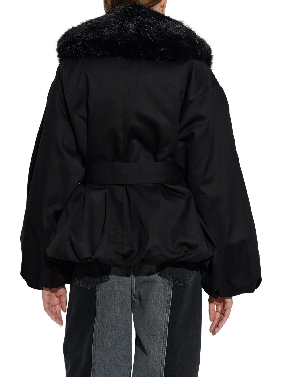 Black faux fur jacket ROTATE