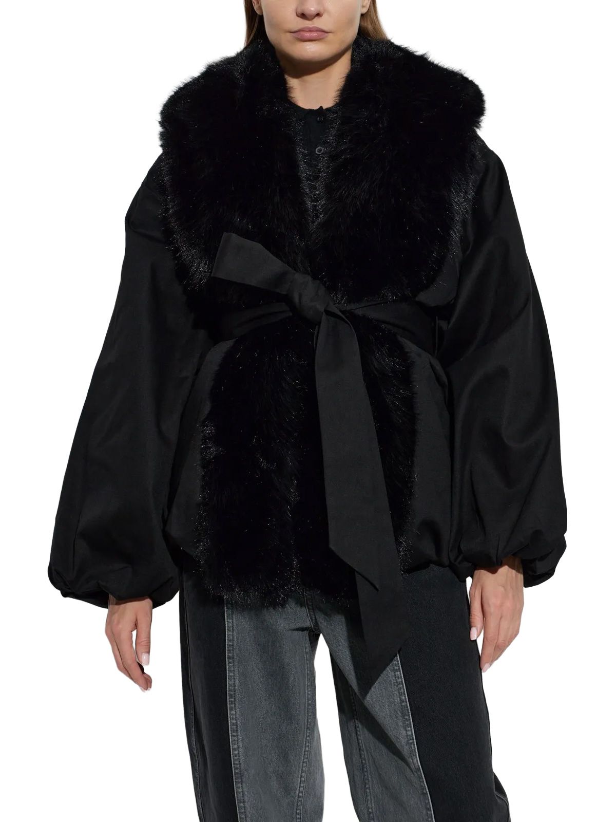 Black faux fur jacket ROTATE