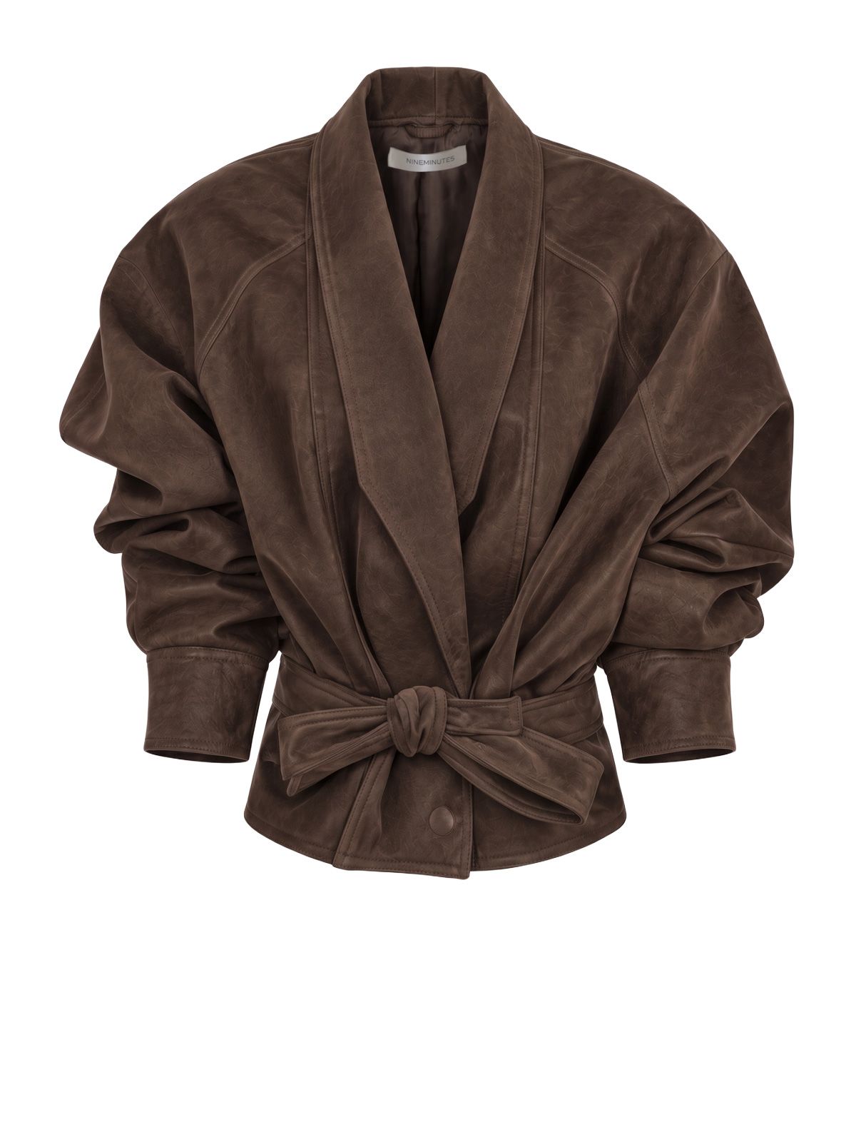 Giacca boxy in camoscio marrone