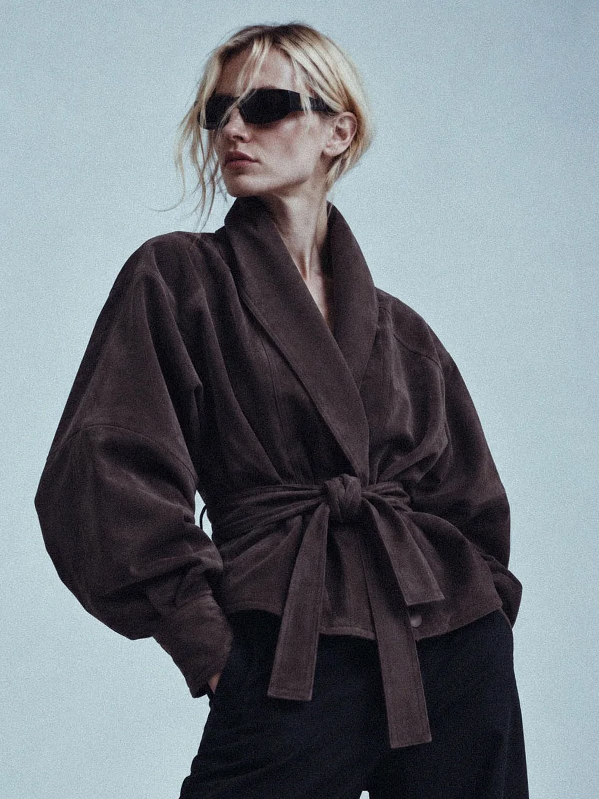 Giacca boxy in camoscio marrone NINEMINUTES