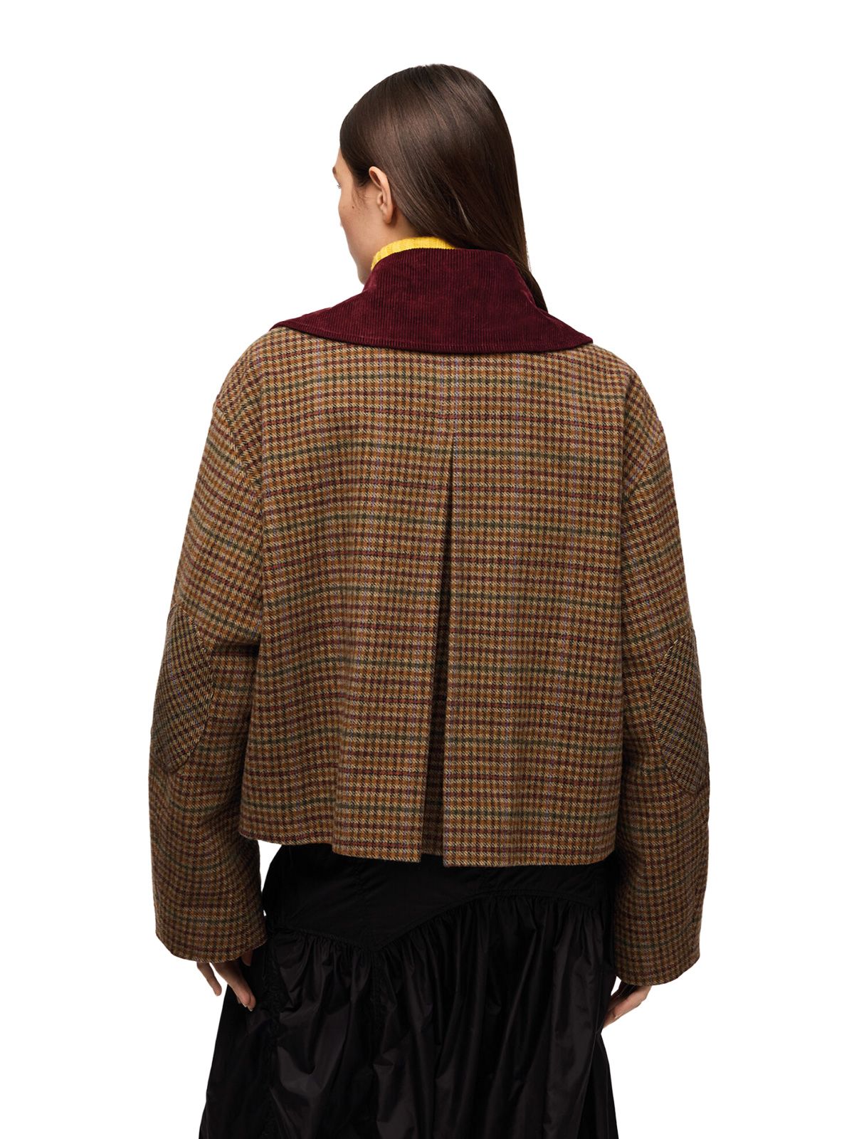 Multicolour heavy check twill short barn jacket GANNI