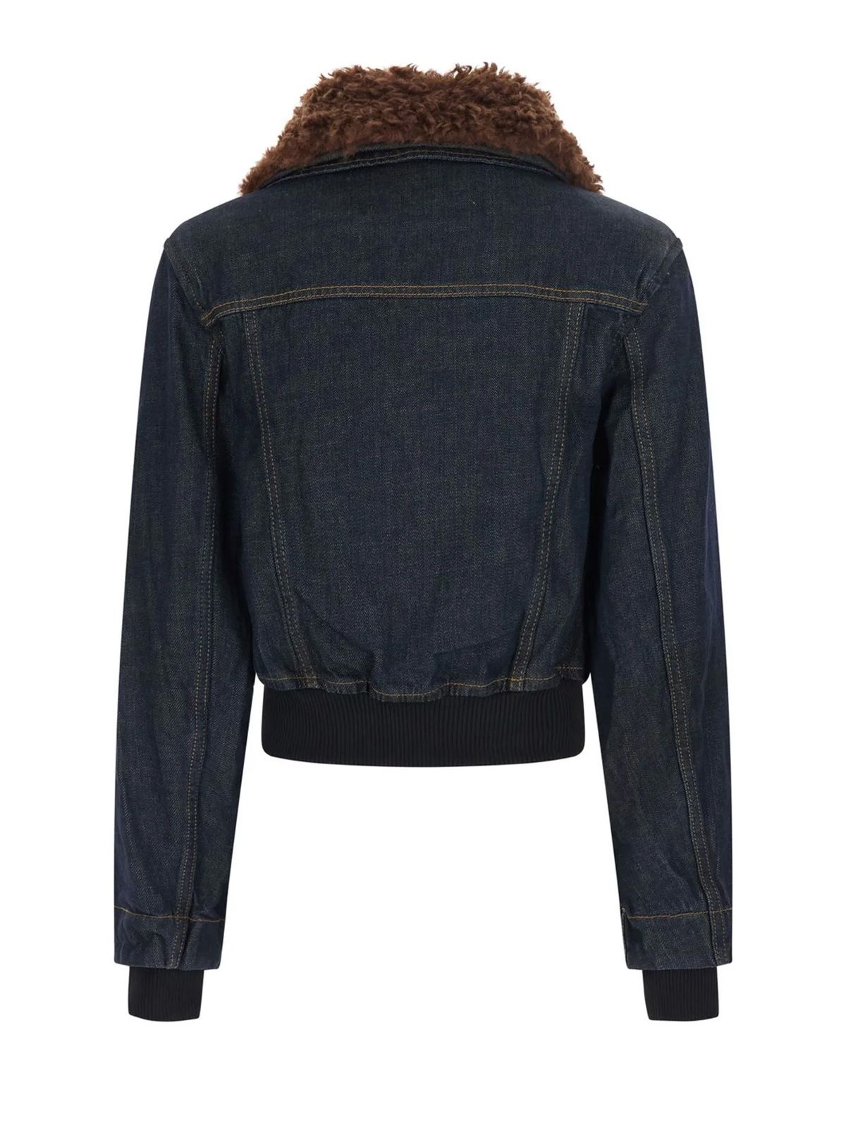Rinse slub denim cropped bomber jacket GANNI