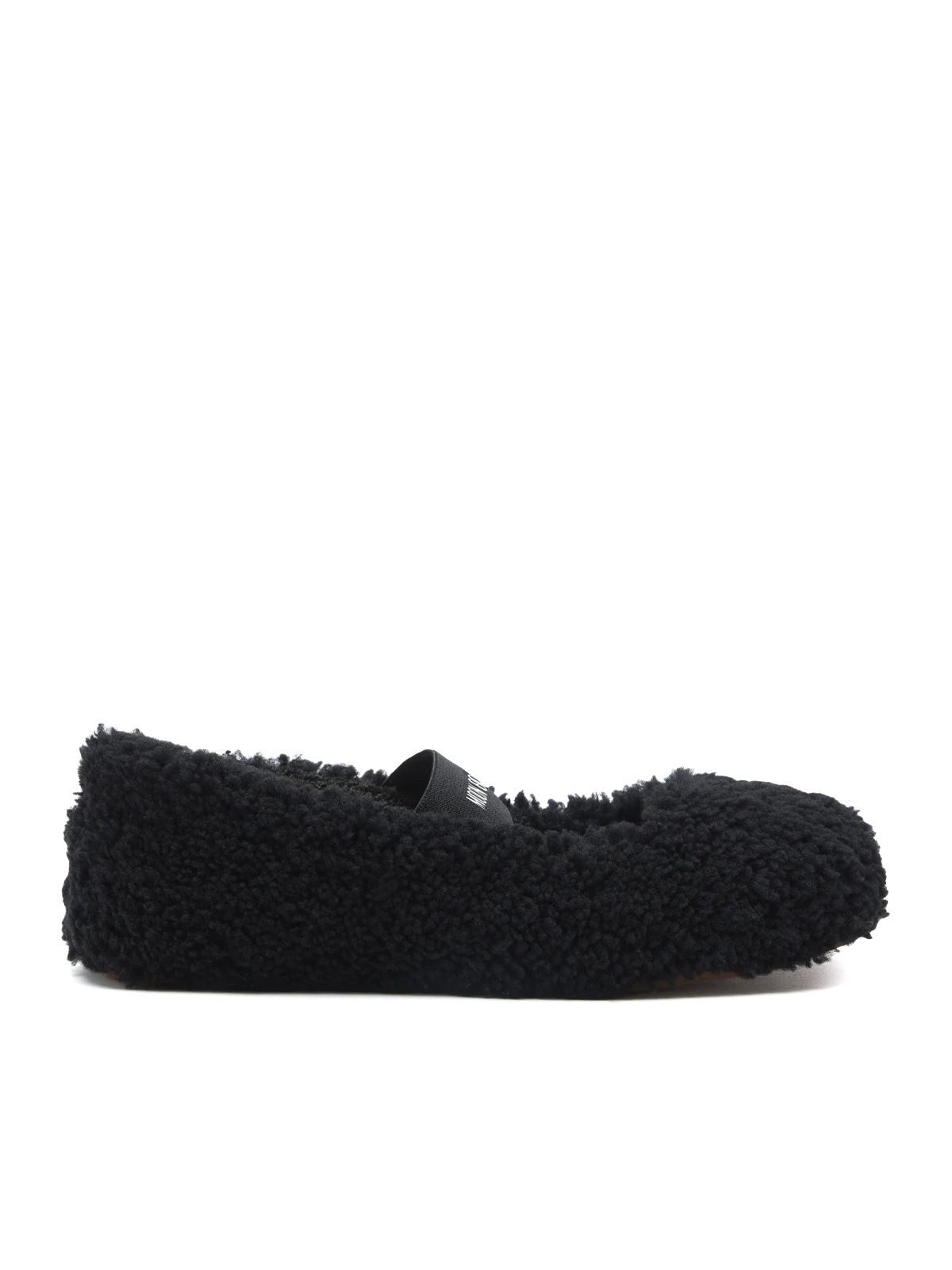 Black shearling ballerinas