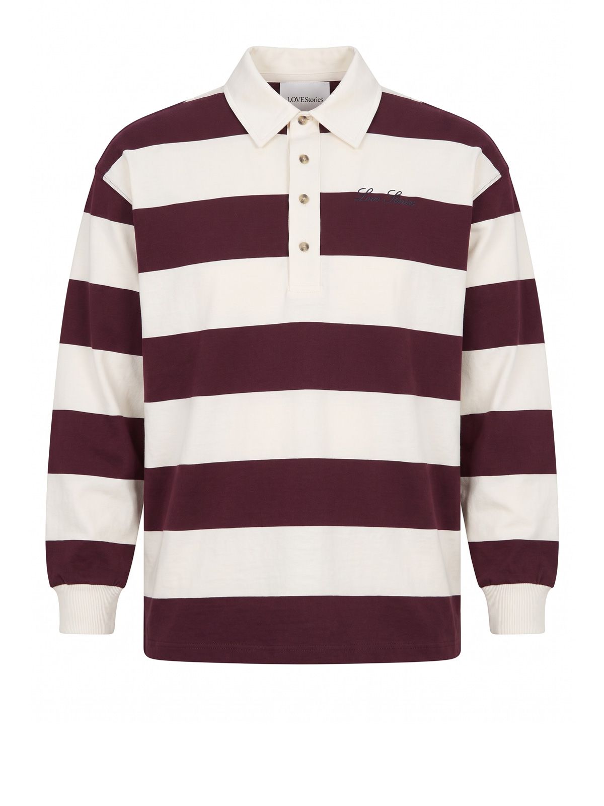 Brown white paul striped polo