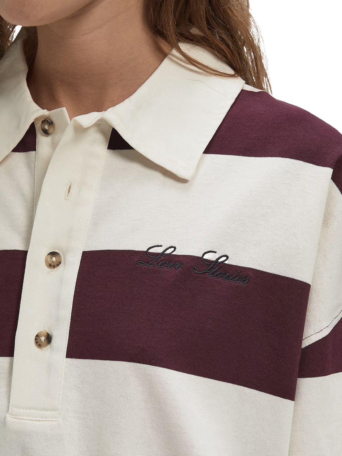 Brown white paul striped polo LOVE STORIES