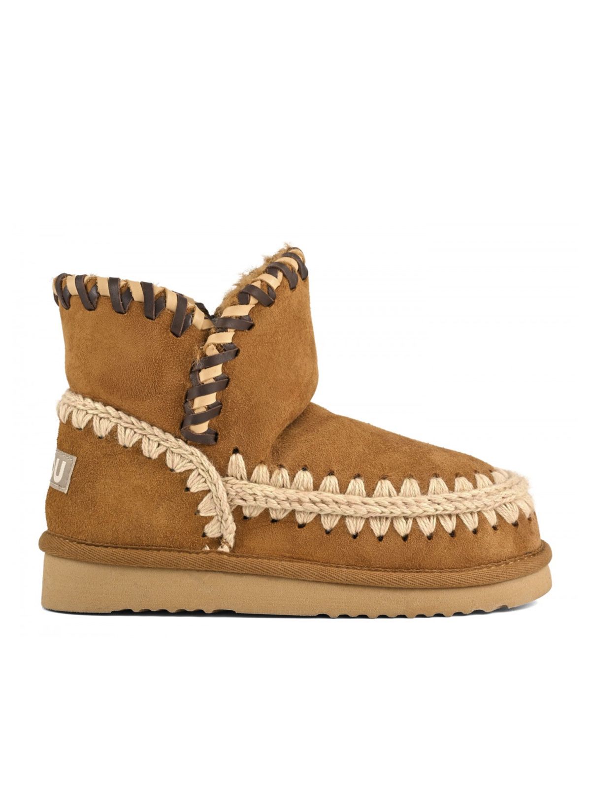 Light brown eskimo 18 leather overstitching boots