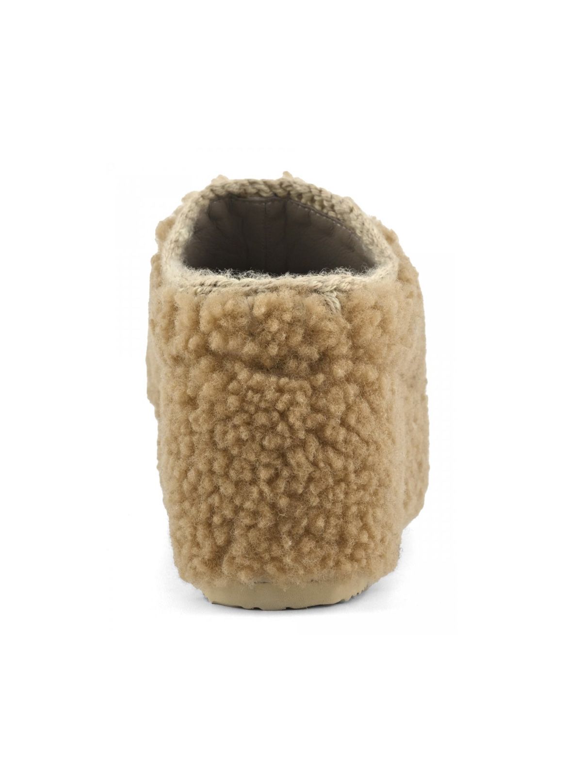 Beige curly sheepskin clog mules MOU