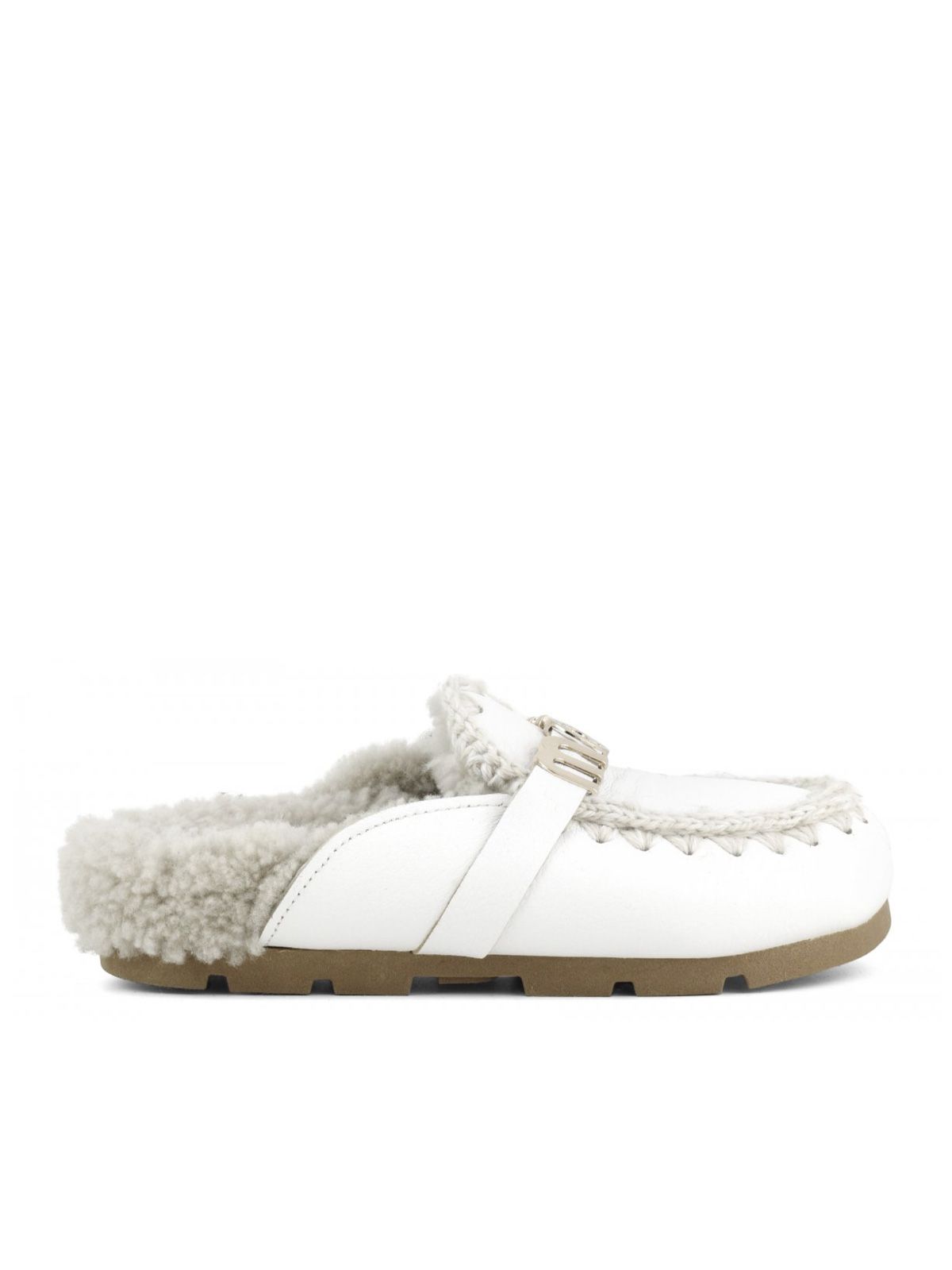 White winter bio slide mules