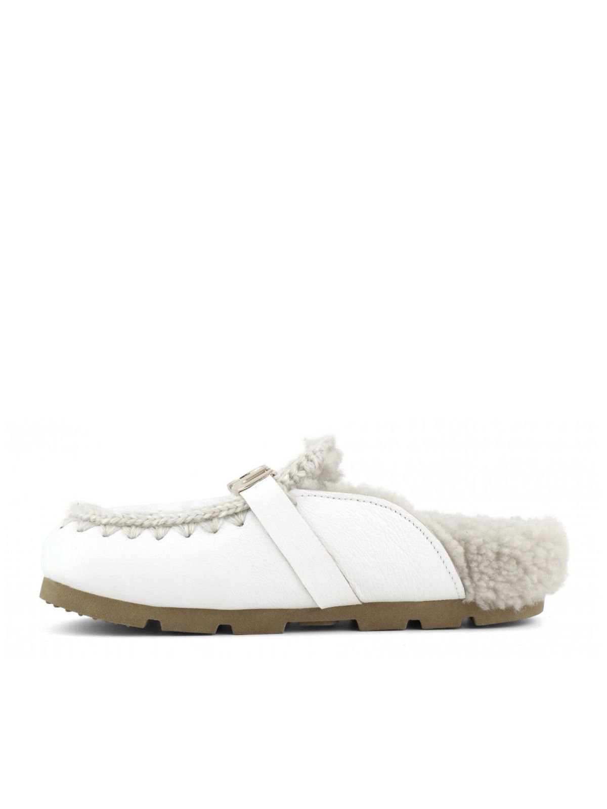 White winter bio slide mules MOU